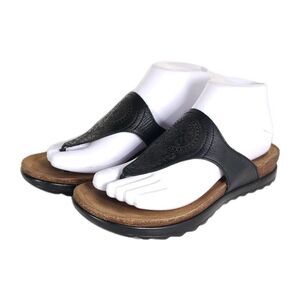 Dansko Women's Priya EU37 US6-6,5 Black Leather Slip-On Wedge Sandals Shoes